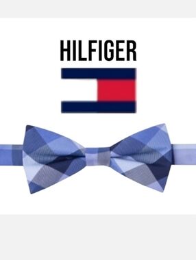 TOMMY HILFIGER Blue Buffalo Tartan Self-Tie Silk Bow Tie NWT